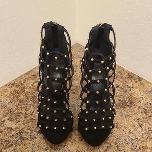 Black and Gold Studded Heels